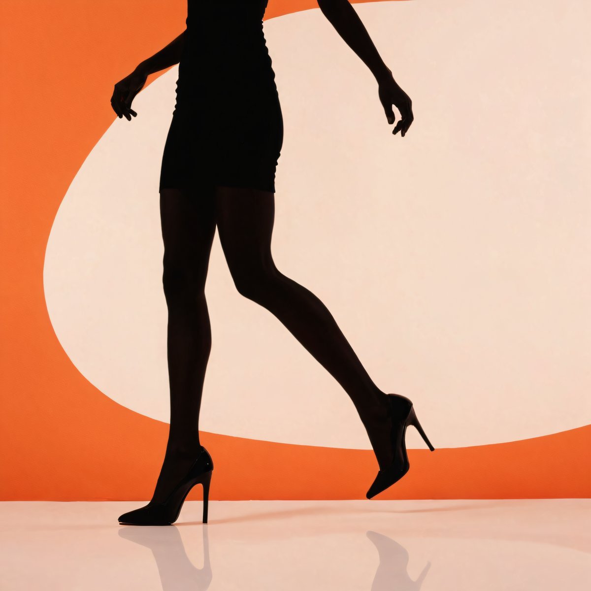 Retro Stride - Geometric silhouette art with retro style